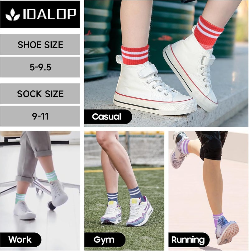 IDALOP 20 Pairs Women‘s Colorful Athletic Crew Socks Casual Soft Lightweight Quarter - Image 4
